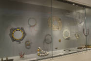 Installation view of Elegant Armor: The Art of Jewelry at the Museum of Arts and Design, New Yo…