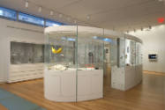 Installation view of Elegant Armor: The Art of Jewelry at the Museum of Arts and Design, New Yo…
