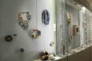 Installation view of Elegant Armor: The Art of Jewelry at the Museum of Arts and Design, New Yo…