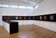 Installation view of Klaus Moje: Painting with Glass at the Museum of Arts and Design, New York…