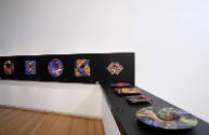 Installation view of Klaus Moje: Painting with Glass at the Museum of Arts and Design, New York…
