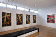 Installation view of Klaus Moje: Painting with Glass at the Museum of Arts and Design, New York…
