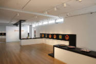 Installation view of Klaus Moje: Painting with Glass at the Museum of Arts and Design, New York…