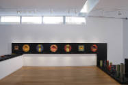Installation view of Klaus Moje: Painting with Glass at the Museum of Arts and Design, New York…