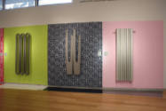 Installation view of Totally Rad: Karim Rashid Does Radiators at the Museum of Arts and Design,…
