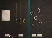Installation view of A Bit of Clay on the Skin: New Ceramic Jewelry at the Museum of Arts and D…
