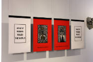 Installation view of Judy Chicago Tapestries: Woven by Audrey Cowan at the Museum of Arts and D…