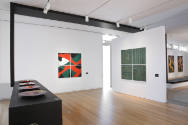 Installation view of Klaus Moje: Painting with Glass at the Museum of Arts and Design, New York…