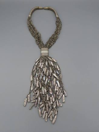 Long Silver Beaded Necklace