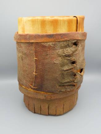 Pine Bark Basket with Drawing