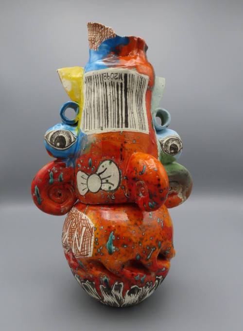 Floral vase on classical bust