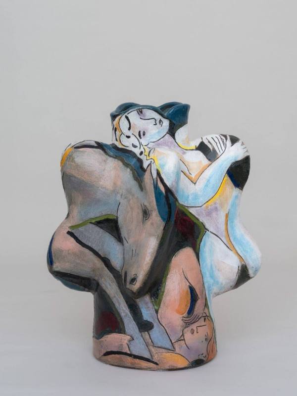 Large Vase with Horse and Figures