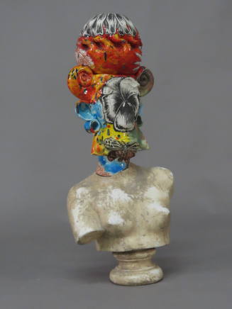 Floral vase on classical bust