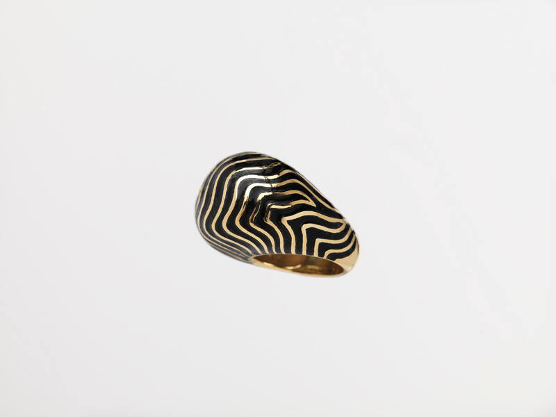 Black and Gold Enamel Ring